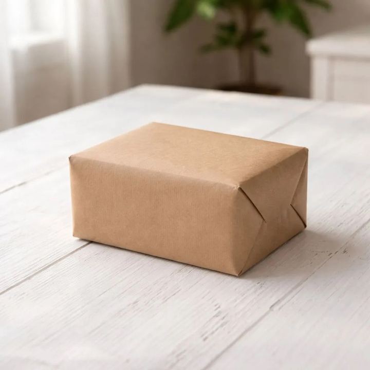 Plain kraft parcel with no mention of the contents
